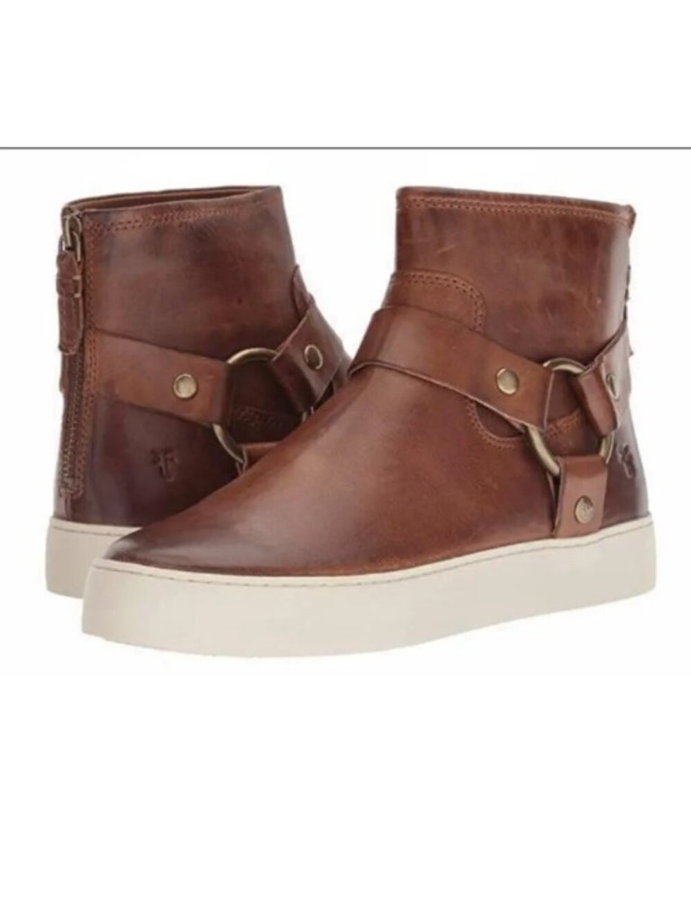 Frye Lena Harness Sneaker Bootie Brown Leather Rubber Sole Size 8.5